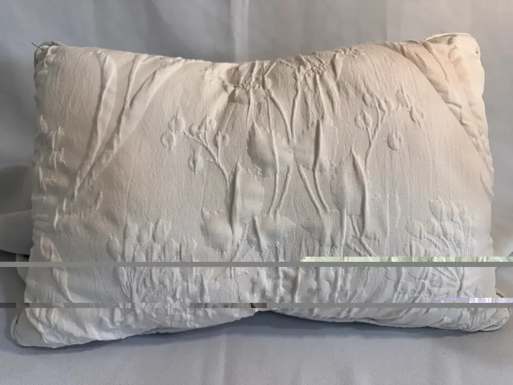 Embroidered Floral Cotton Decorative Pillow White 16x9